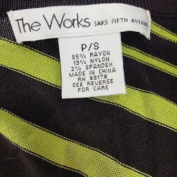 The Works Saks Fifth Avenue faux wrap shirt with tie waist Size Small brown gree - Picture 5 of 5